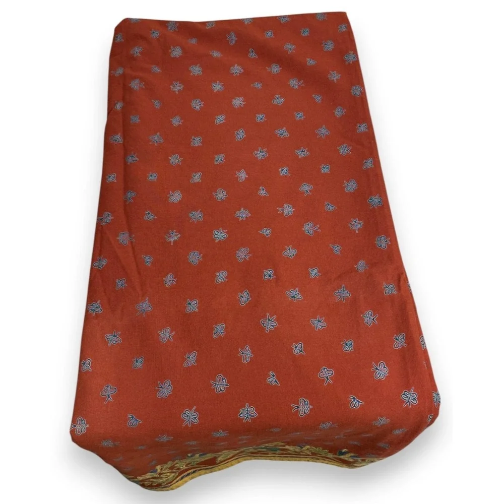 Williams Sonoma French Country Tablecloth Orange Floral Bees Provence 70x108